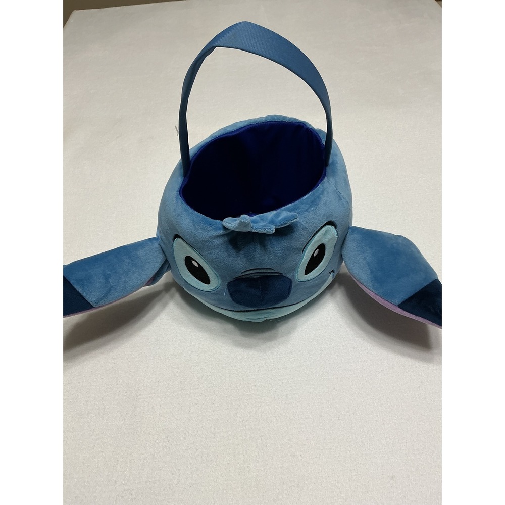 Disney Stitch Plush Easter Basket Candy Bucket Lilo & Stitch Blue Soft Handle
